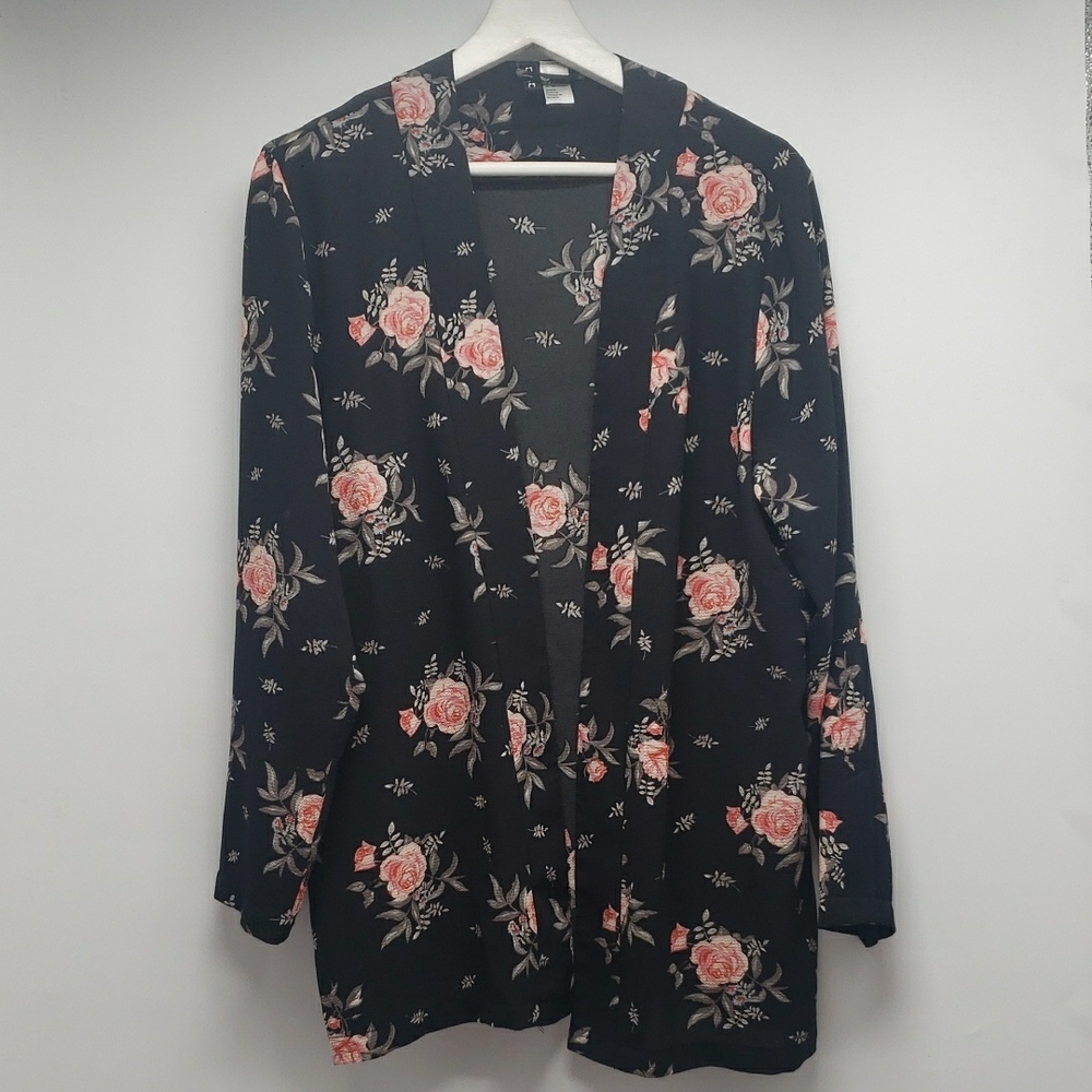 Floral Black and Pink Blazer